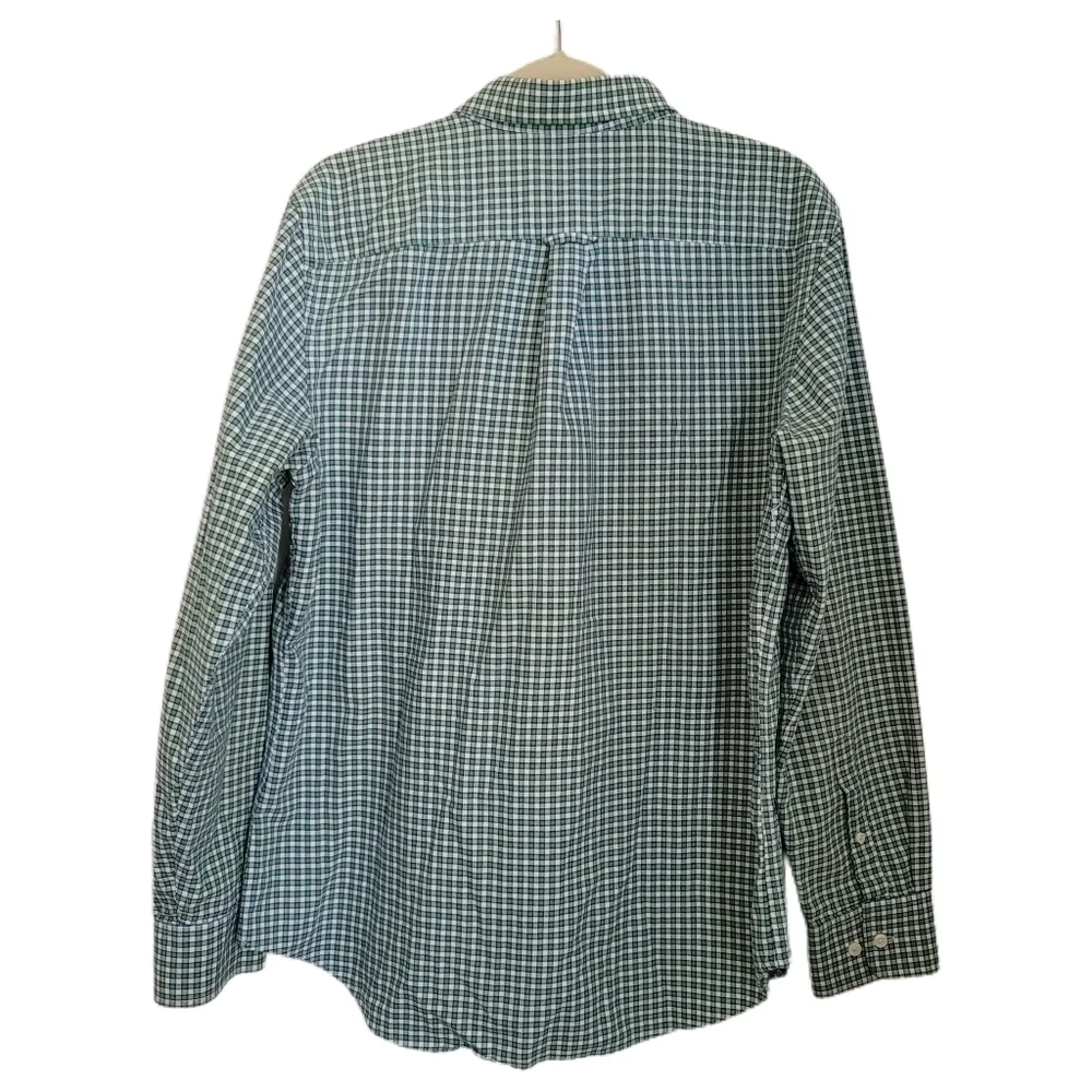 Banana Republic Shirt Mens L Large Green Blue Plaid Button Up Long Sleeve